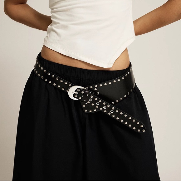 Free People Accessories - Free People Black Belt with Silver Accents